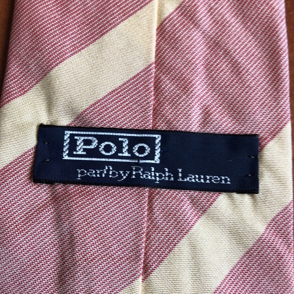 Pink/Cream silk Tie 🇨🇦 Polo By Ralph Lauren - Picture 3 of 8